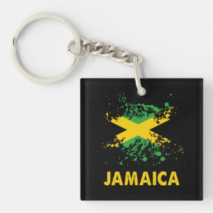 Jamaica Retro Watercolors Jamaican Flag Key Ring