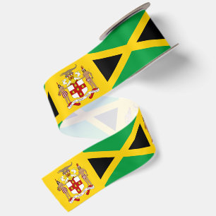 Jamaica Ribbon, Emblem, patriotic, Jamaican Flag Satin Ribbon
