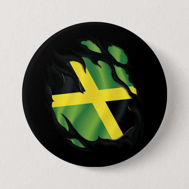 Jamaica Ripped Flag 7.5 Cm Round Badge (Front)
