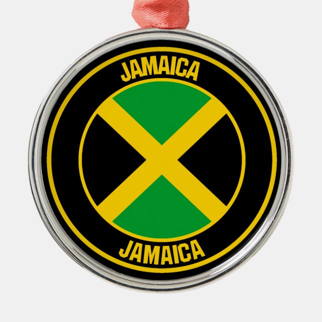 Jamaica Round Emblem Metal Ornament (Front)
