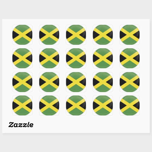 Jamaica  Round Icon Flag Square Sticker (Sheet)
