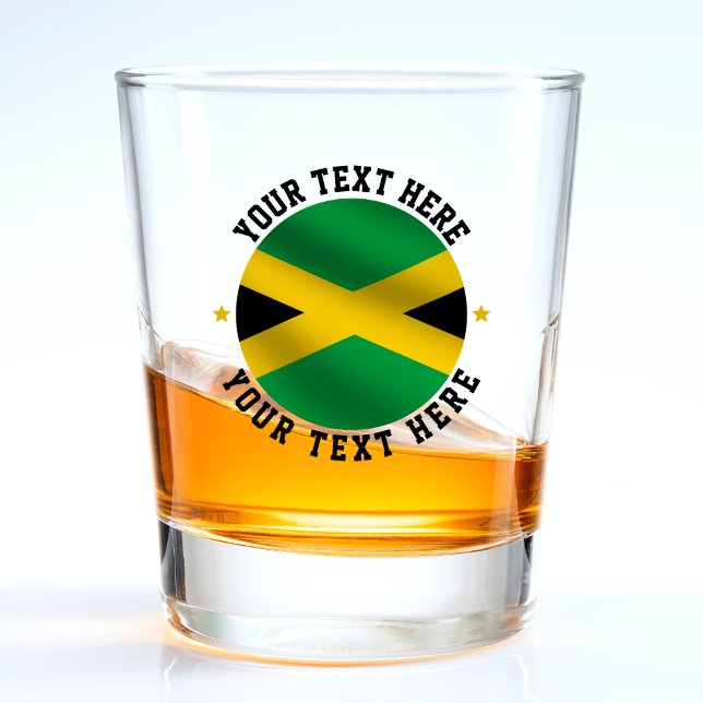 Jamaica Round Text Jamaican Flag Shot Glass (jamaica jamaican flag shot glass)