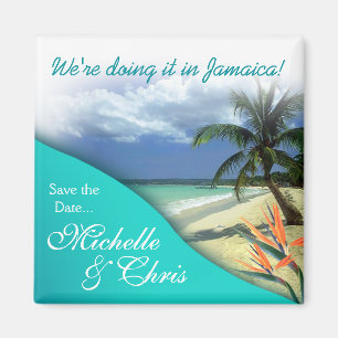 Jamaica Save The Date Emerald Waters Magnet Favour