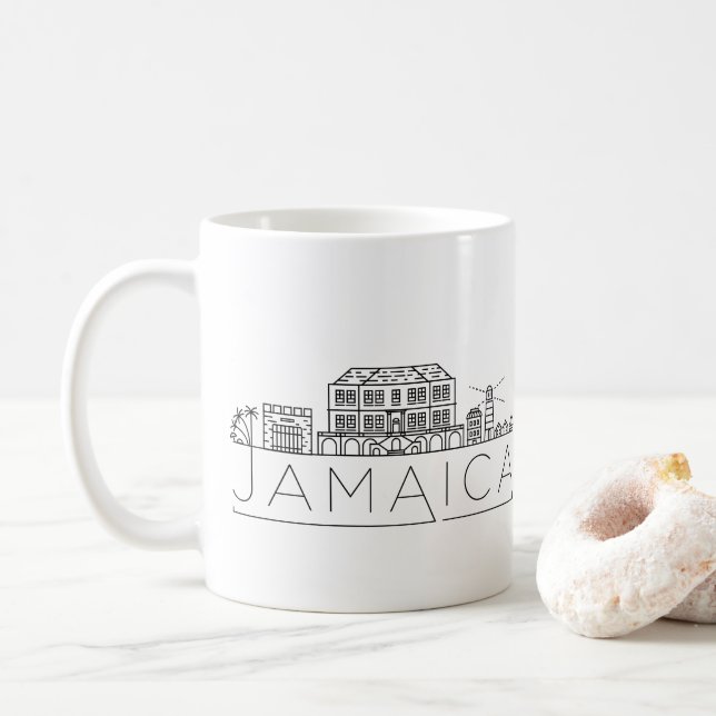 Jamaica Skyline Stylised Skyline Coffee Mug (With Donut)