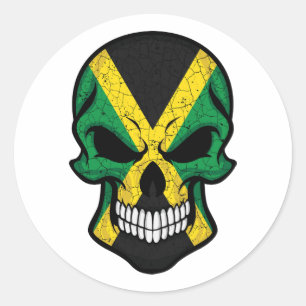 Jamaica Smiling Skull Flag Classic Round Sticker