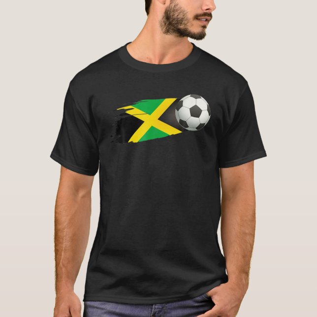 Jamaica Soccer Ball Jamaica Flag Jersey - Jamaican T-Shirt (Front)
