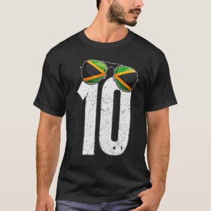 Jamaica Soccer Player Number 10 Jamaican Flag T-Shirt