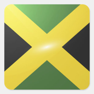 Jamaica square glossy flag sticker