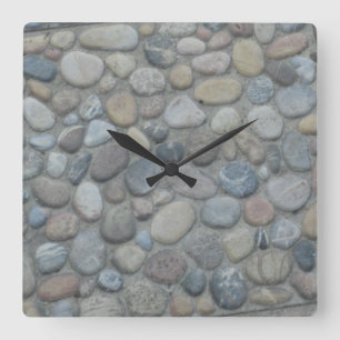 Jamaica Stones Pebbles Rocks Texture Pattern Photo Square Wall Clock