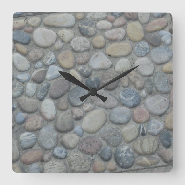 Jamaica Stones Pebbles Rocks Texture Pattern Photo Square Wall Clock (Front)