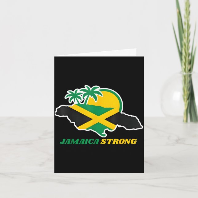 Jamaica Strong I Love Jamaican Flag Heart Women Me Card (Front)