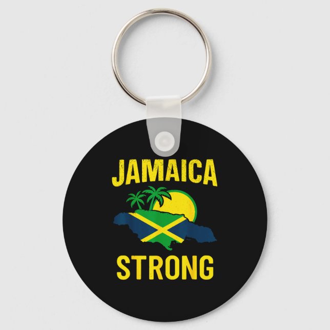Jamaica Strong I Love Jamaican Flag Heart Women Me Key Ring (Front)