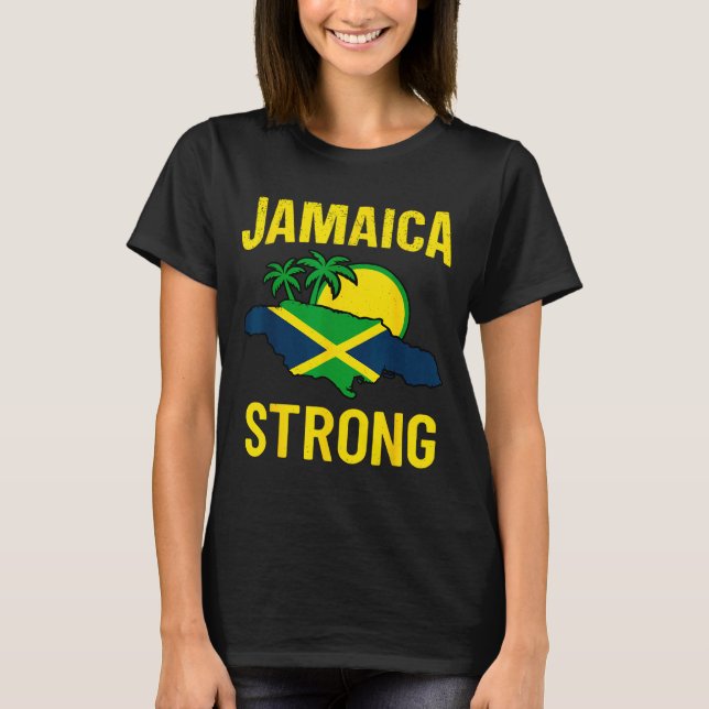 Jamaica Strong I Love Jamaican Flag Heart Women Me T-Shirt (Front)