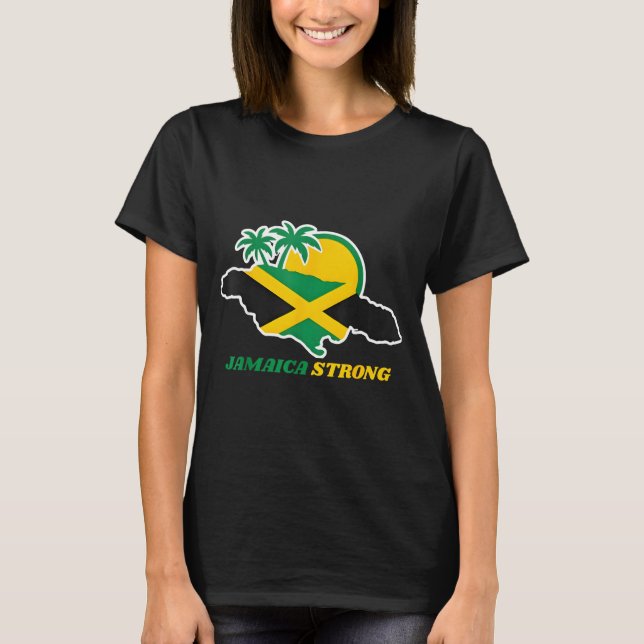 Jamaica Strong I Love Jamaican Flag Heart Women Me T-Shirt (Front)