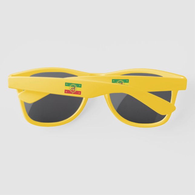 Jamaica Strong! Jamrock Flag Rasta Reggae Roots Sunglasses (Back)