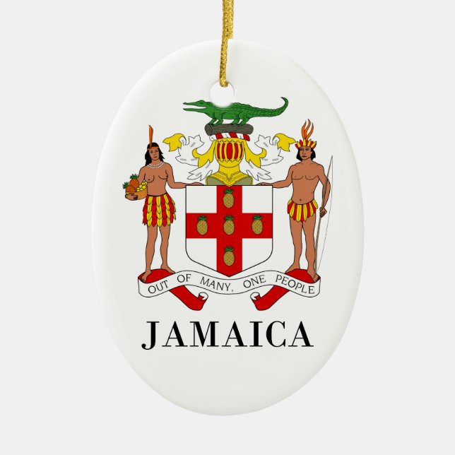 JAMAICA - symbol/coat of arms/flag/colours/emblem Ceramic Ornament (Front)