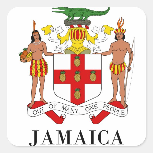 JAMAICA - symbol/coat of arms/flag/colours/emblem Square Sticker (Front)