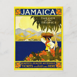Jamaica the Gem of the Tropics Travel Poster 1910 Postcard