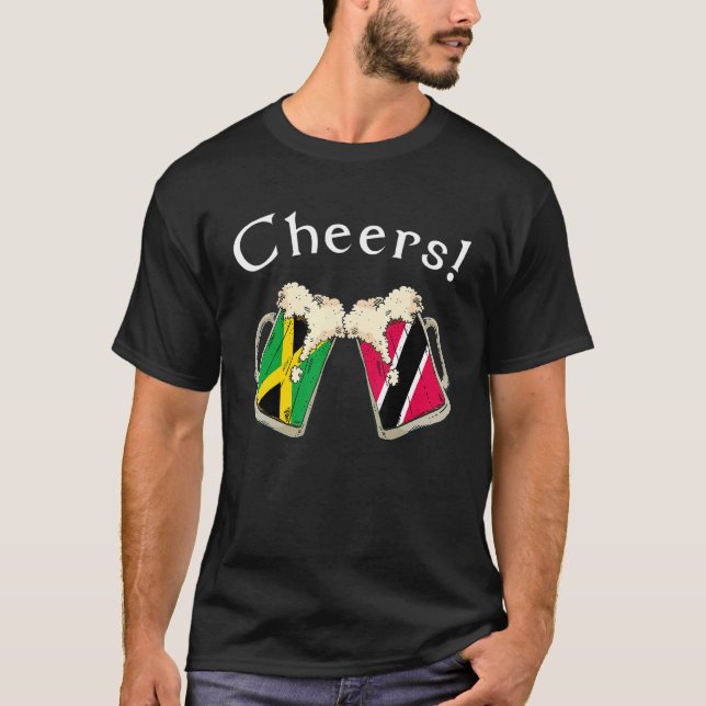 Jamaica Trinidad & Tobago Flag Cheers Beer Grown P T-Shirt (Front)
