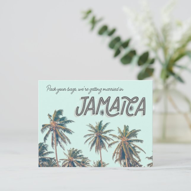 Jamaica Tropical Beach Wedding Save the Date Announcement Postcard (Standing Front)