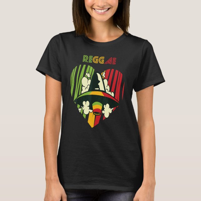Jamaica UFO Reggae Heart Rasta Souvenir Rastafaria T-Shirt (Front)