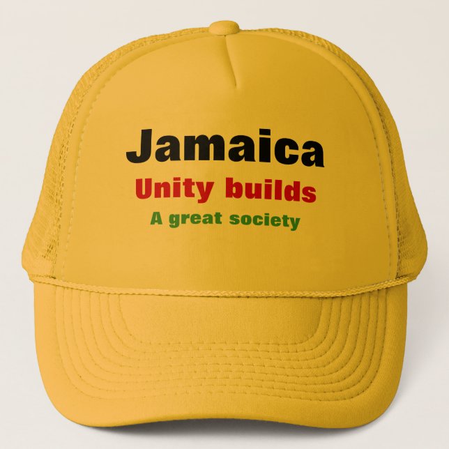 Jamaica unity slogan trucker hat (Front)