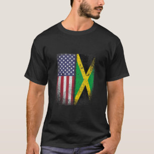 Jamaica Usa Flag Jamaican Roots American Born Amer T-Shirt