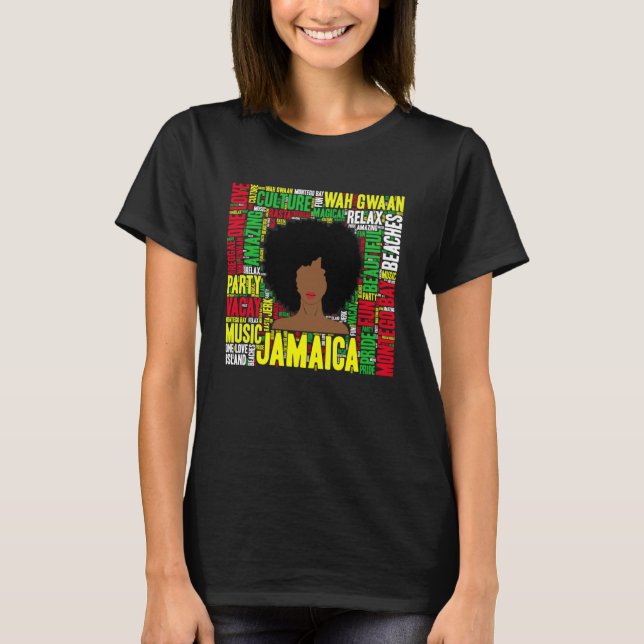 Jamaica Vacation Afro Woman Word Art Pullover Hood (Front)