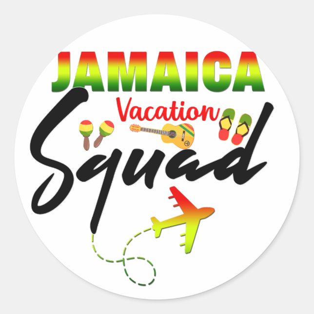 Jamaica Vacation Squad Group Matching Reggae  Classic Round Sticker (Front)