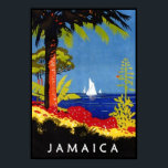 Jamaica Vintage Retro Art Deco Travel Poster<br><div class="desc">A high quality Art Deco reproduction print features the gorgeous tropical seascape scenery of Jamaica. Digitally refurbished to bring out the original colours,  even better and fix as many imperfections as possible. Please customise the poster size,  texture,  border and/or frame to suit your taste.</div>