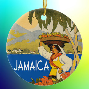Jamaica vintage travel style illustration ceramic ornament