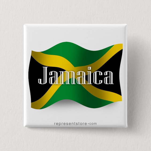 Jamaica Waving Flag 15 Cm Square Badge (Front)