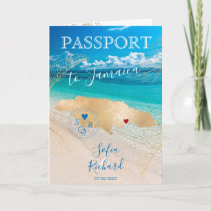 Jamaica Wedding Destination Passport  Map Invitation