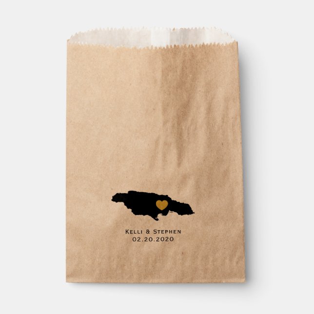 Jamaica Wedding Favour Treat Sacks, Map Gift Bags (Front)