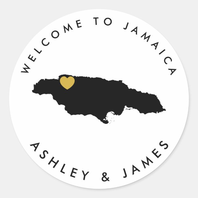 Jamaica Wedding Welcome Sticker for Box, Bag (Front)