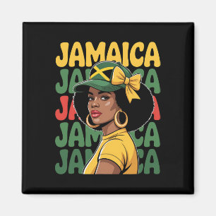 Jamaica Women Girl Jamaican Flag Vacation Trip Coq Magnet