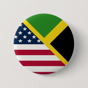 Jamaican American Flag   Jamaica United States 6 Cm Round Badge