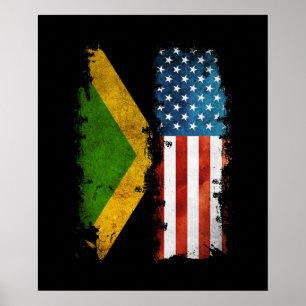 Jamaican American Flag Jamaica Usa Poster