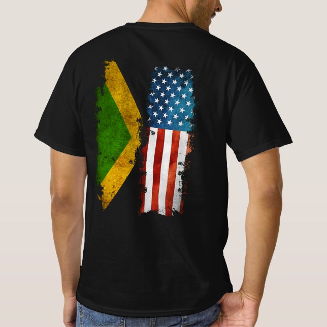 Jamaican American Flag Jamaica Usa T-Shirt (Back)