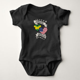 Jamaican American Heart Flags Jamaica America Baby Bodysuit