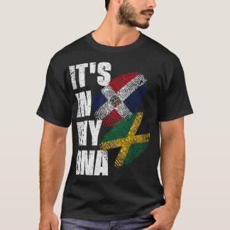 Jamaican And Dominican Mix DNA Flag Heritage T-Shirt