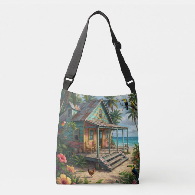 jamaican beach cottage crossbody bag (Front)