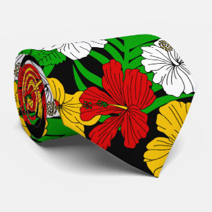Jamaican Beach Wedding Tropical Flowers Patterned Tie
