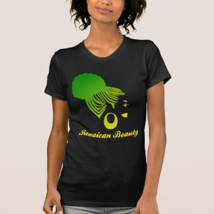 Jamaican Beauty Black Tshirt Green and Yellow