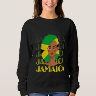 Jamaican Black Girl Messy Bun Hair Jamaica Flag Pr Sweatshirt
