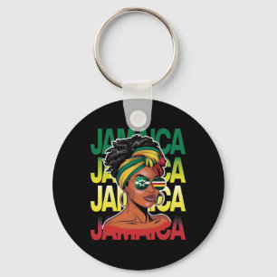 Jamaican Black Woman Melanin Girl Afro Hair Pride Key Ring
