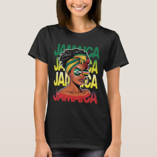 Jamaican Black Woman Melanin Girl Afro Hair Pride T-Shirt