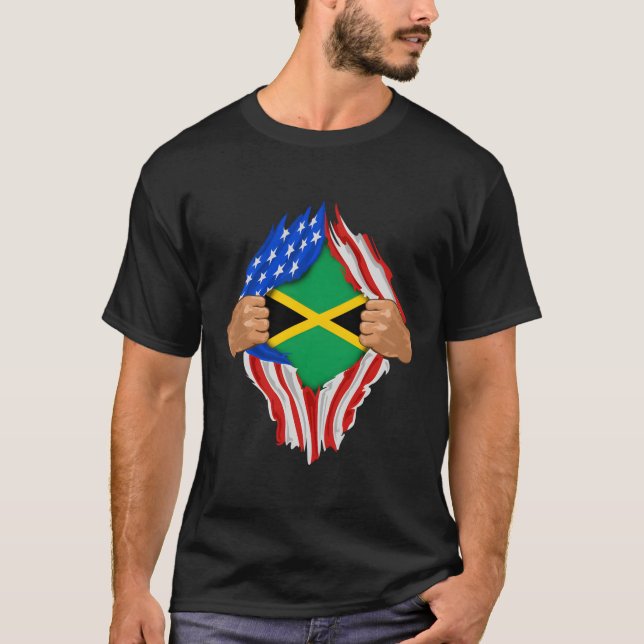 Jamaican Blood Inside Me Jamaica Flag T-Shirt (Front)