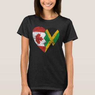 Jamaican Canadian Flags Heart Canada Jamaica Root T-Shirt