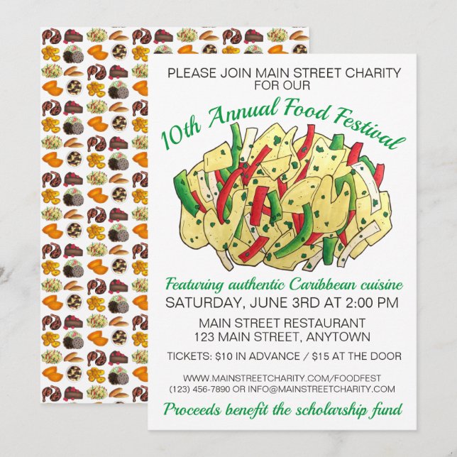 Jamaican Caribbean Food Festival Ackee & Saltfish Invitation (Front/Back)